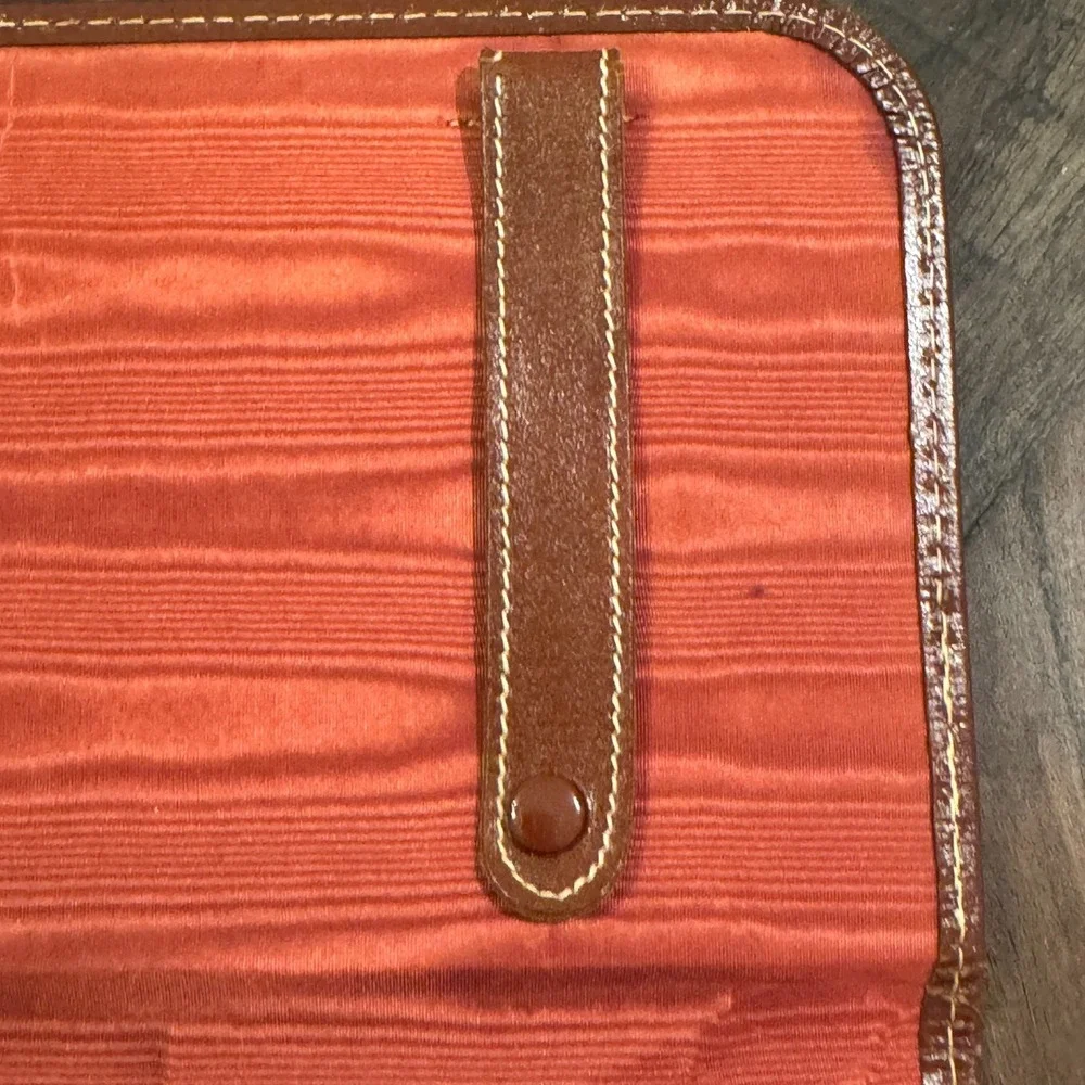 Genuine Leather Tie Travel Storage Case Zip‎ Hanging VTG Retro Organizer Necktie